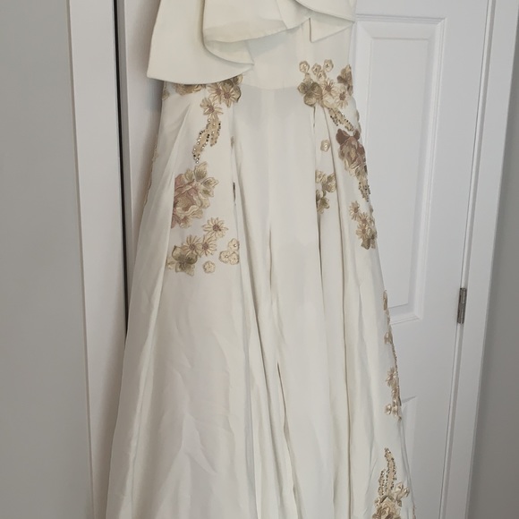 Stylish designer jumpsuit evening hijab dress removable sleeves white and gold - Picture 3 of 6